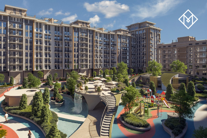 Mirabad Avenue представляет двор, выполненный в концепции «двор-парк»