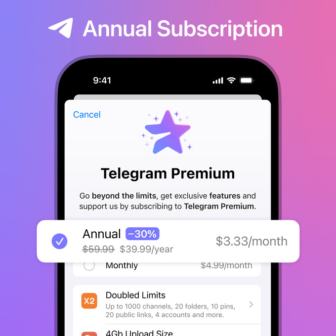 telegram, обновление