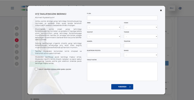 konstitutsiya, portal, taklif