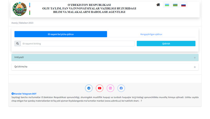 mandat, uzmbm, otm, 2023-2024, qabul, natijani aniqlash