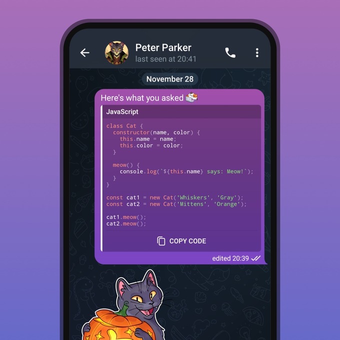 telegram, yangilanish