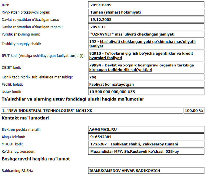paynet, xususiylashtirish