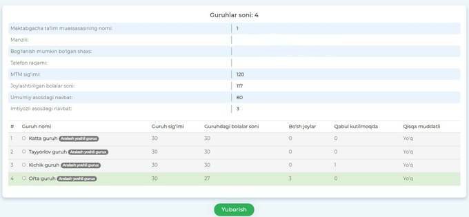 bolalar bog'chasi, bolani bog‘chaga joylashtirish, qo‘llanma, yagona portal