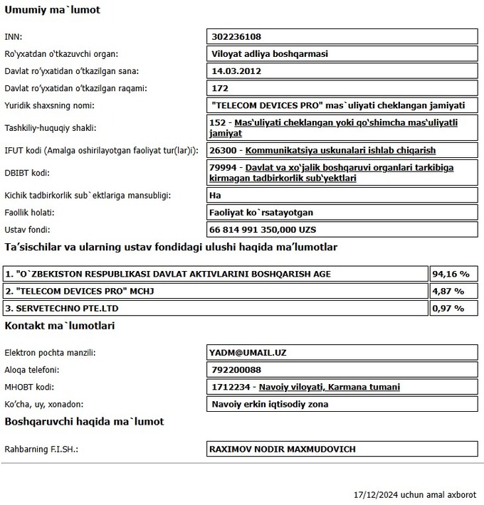 ауга, аукцион, навои, приватизация, электроника