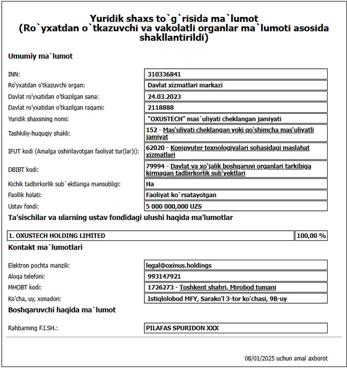 markaziy bank, oxus pay, to'lov tashkilotlari