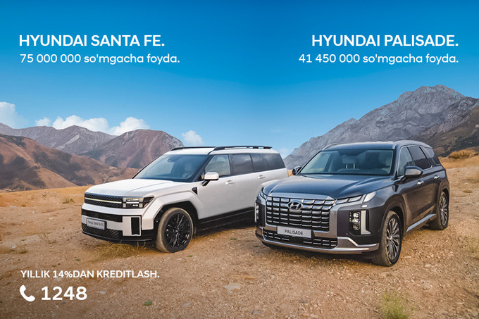Hyundai Santa FE va Palisade premium krossoverlarini foyda bilan xarid qilish mumkin
