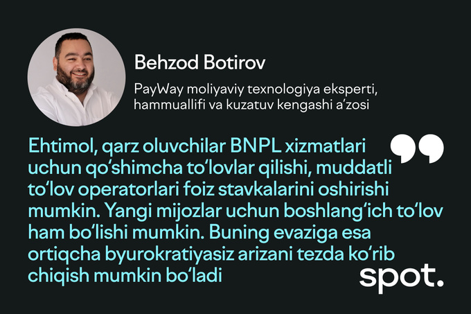 bnpl, bo‘lib-bo‘lib to‘lash, markaziy bank, muddatli to‘lov, nasiya bozori, rassrochka