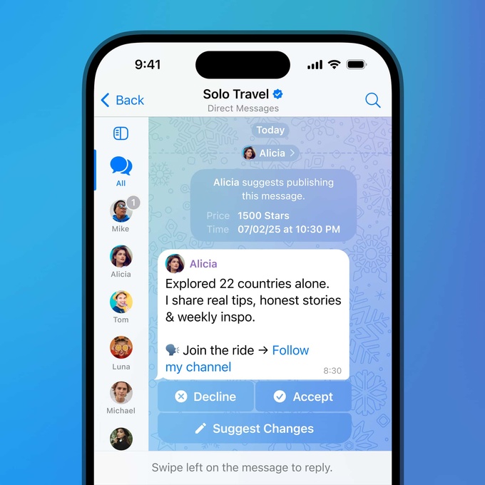 telegram, yangilanish