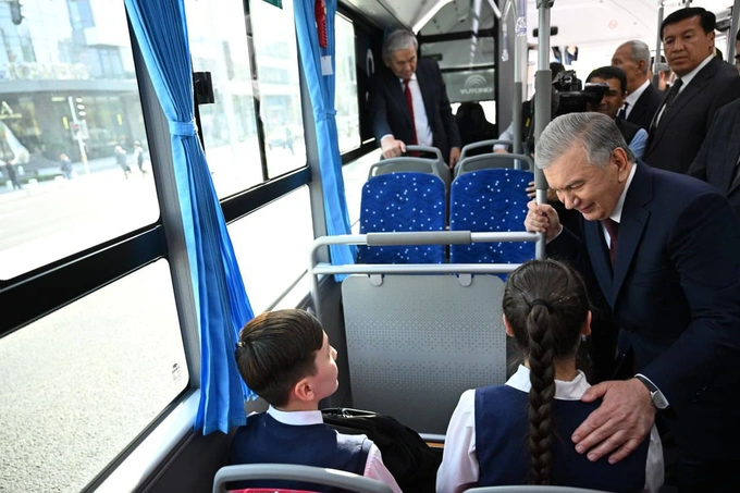 avtobus, brt, jamoat transporti, prezident, shavkat mirziyoyev, shota rustaveli