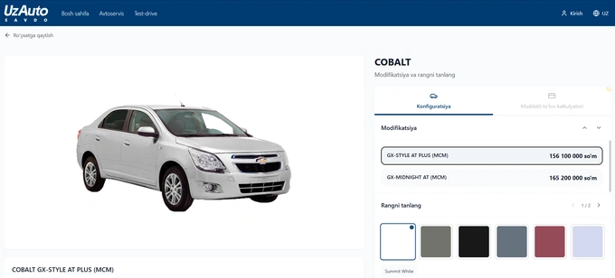 cobalt, kontraktatsiya, narxlar, uzauto motors