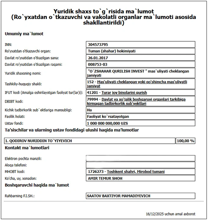 auksion, o‘zshahar qurilish invest, qurilish vazirligi