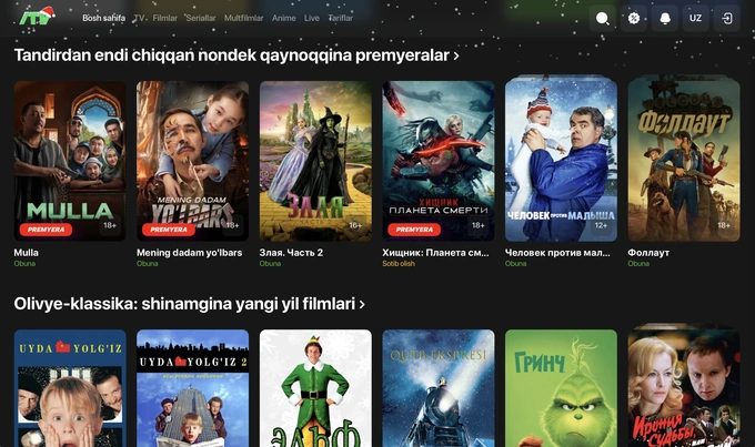 kino, platformalar, striming xizmatlari