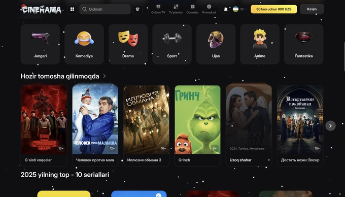 kino, platformalar, striming xizmatlari