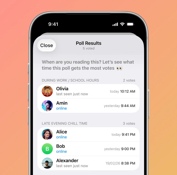 telegram, yangilanishlar