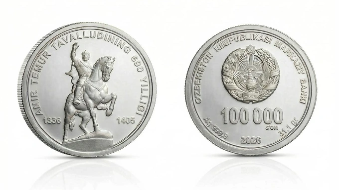 amir temur, esdalik tanga, markaziy bank, suvenir