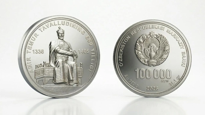 amir temur, esdalik tanga, markaziy bank, suvenir