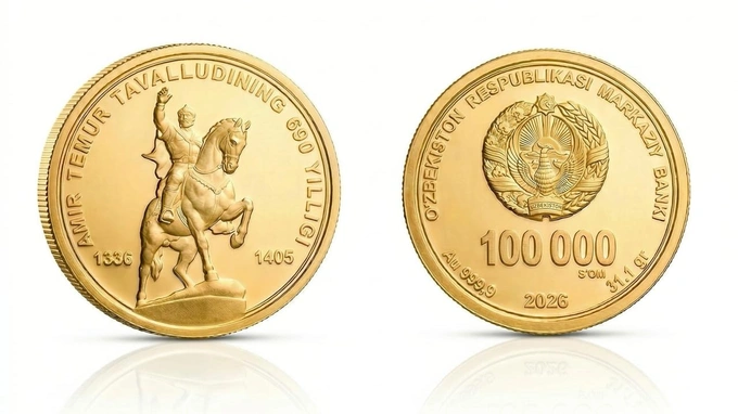 amir temur, esdalik tanga, markaziy bank, suvenir