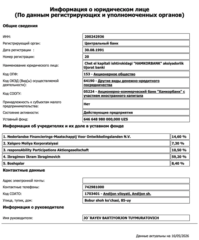 hamkorbank, аукцион, минстрой