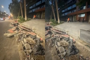 В Ташкенте собственник ЖК самовольно разрушил велодорожку и тротуар ради нового заезда