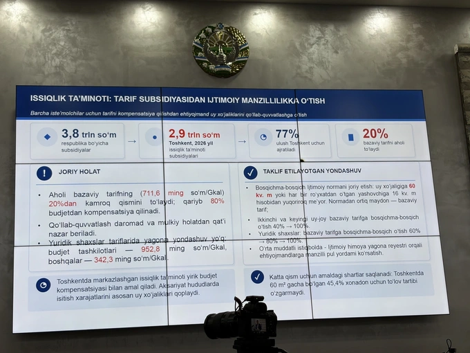 isitish tizimi, issiq suv, issiqlik ta’minoti, subsidiya, tariflar