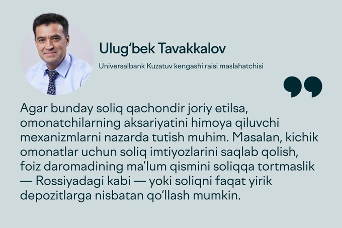 depozitlar, soliqlar