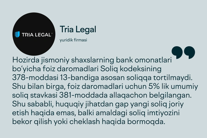 depozitlar, soliqlar