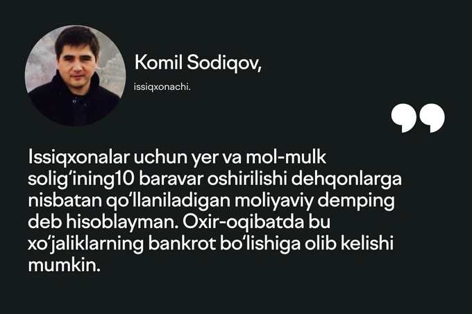 issiqxona, soliqlar, tadbirkorlik