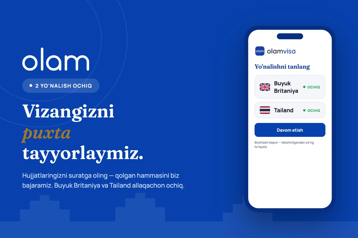 Olamvisa himoyalangan sun‘iy intellekt yordamida viza rasmiylashtirish xizmatini ishga tushirmoqda