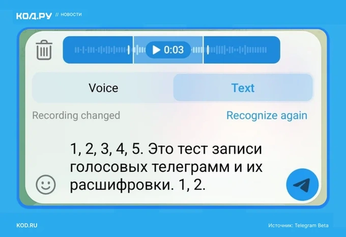 ovozli xabar, telegram