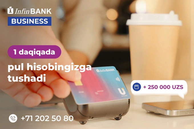 7500 dan ortiq tadbirkor InfinBANK terminallari orqali bir daqiqada daromad olmoqda